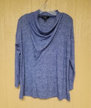 Simply Vera Verawang Sweater Blue sz PM Lightweight Faux Cross Wrap